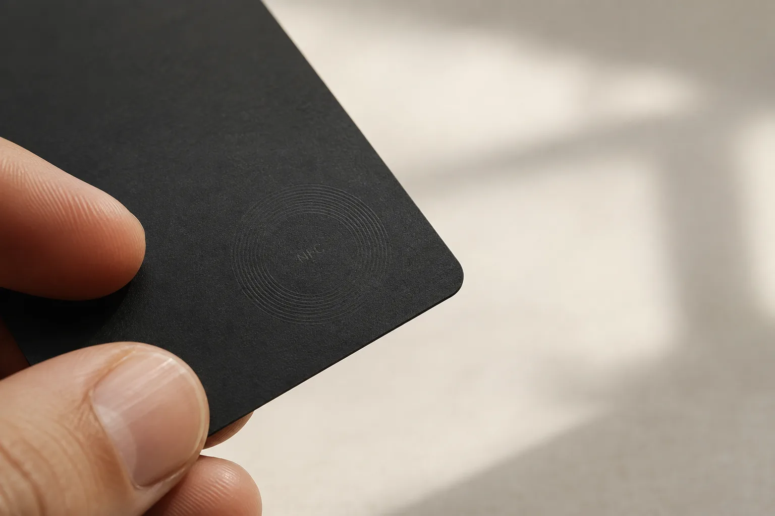 Macro of the card corner showing the NFC antenna outline